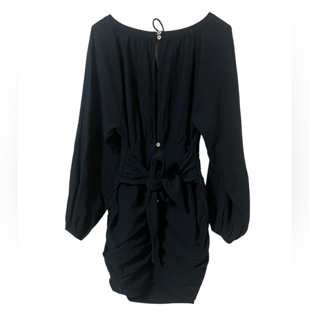 Free People the only one black mini dress long sleeve open back button details - Picture 5 of 14